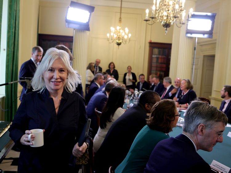 Nadine Dorries leaving the cabinet room in Downing St