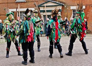 Traditional Molly Dancers performing at the Halesworth Day of Dance in Suffolk