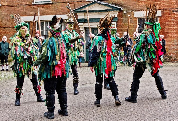 Traditional Molly Dancers performing at the Halesworth Day of Dance in Suffolk