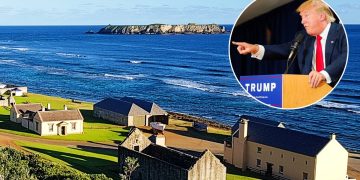 View of Norfolk Island with an inset of Donald Trump